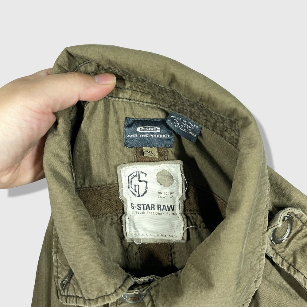 G-Star Raw‎ Field Jacket Mens XL Slim Olive Green Military Utility Workwear - Picture 3 of 8
